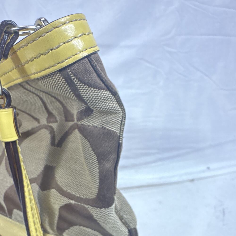 Coach Signature Zip-Top Satchel Handbag Brown/Beige Yellow A1076-F13548 W/wallet - Picture 16 of 16